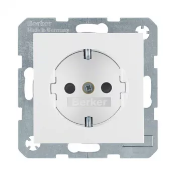 Socket outlet Type F berker 47231909, 16 A, 250 V, white, plastic housing
