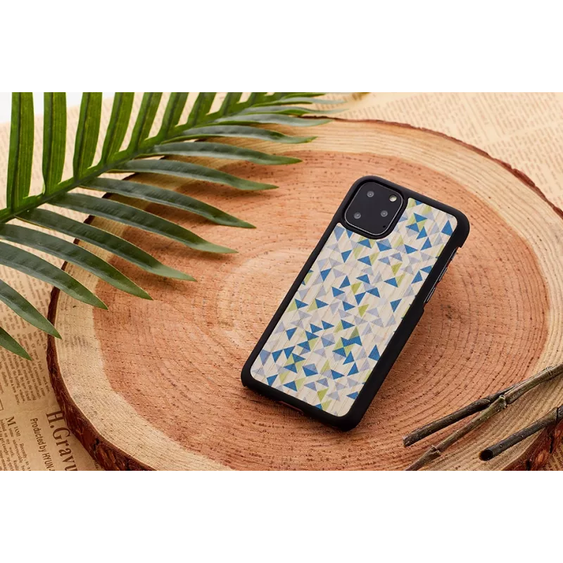 Smartphone case man and wood for iPhone 11 Pro Max — blue triangle black protective cover