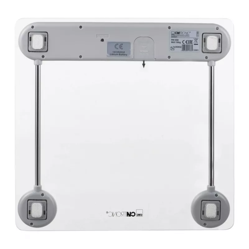 Electronic personal scale CLATRONIC PW 3368 — max 150 kg, accuracy 100 g, glass platform