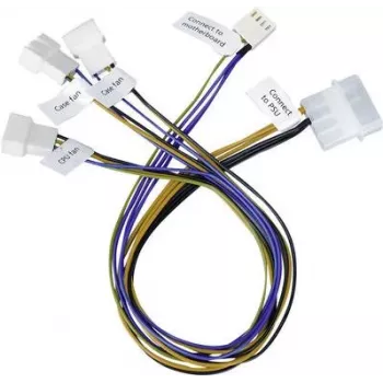 Akasa PC-Fan Connection Cable [3x PC-Fan Plug 4pol. - 1x IDE power plug 4pol., IDE power plug 4pol.] 0.30 m Schwa