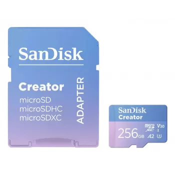 SanDisk Creator MicroSD Memory Card 256GB High Transfer Speeds up to 190 MB/s