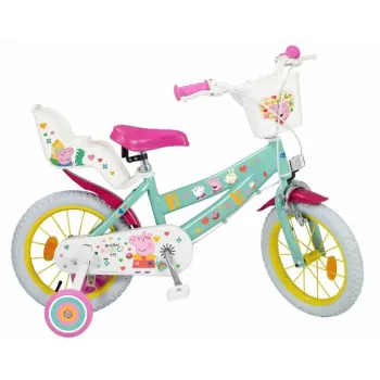 Children's bicycle Toimsa Peppa Pig 14-inch wheel, green, for ages ~3–5, front and rear caliper brakes, inflatable wheels