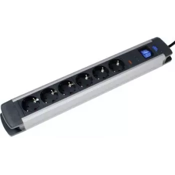 Surge protection power strip AS Schwabe 18366, black/silver, model 18366