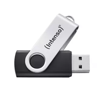 Intenso USB flash drive Office Line, 64 GB, USB-A, 3.2 Gen 1x1, black-Silver, 64 GB, USB Type-A, 3.2 Gen 1 (3.1 Gen 1), swivel ring, Black, Silver