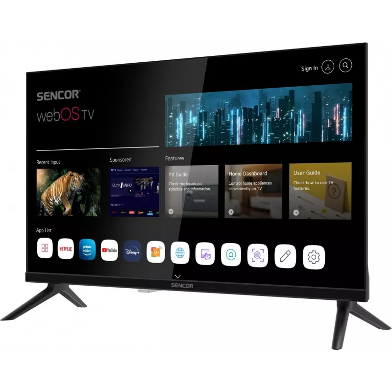 24 inch SENCOR SLE 24S803B HD Ready SMART TV with webOS, Wi‑Fi, Bluetooth, DVB-T2/C/S2, 1366×768
