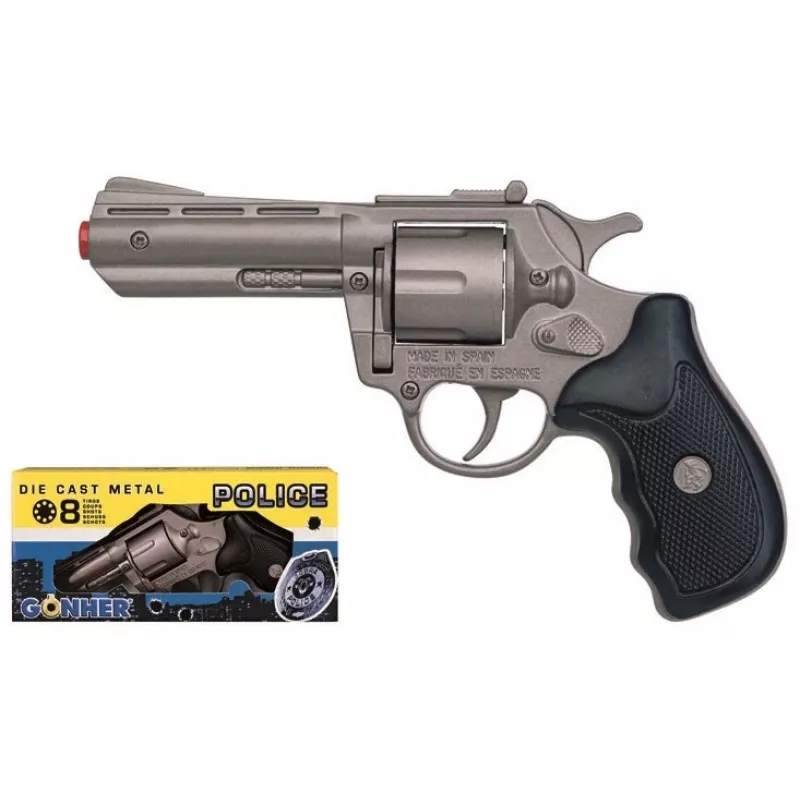 Toy metal revolver Pulio Police 33/0 (model 15533) — metal construction, toy projectile firing