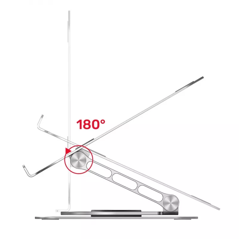 Laptop stand Unitek OT180SL01 Aluminium for 25.4–40.6 cm (10 inch–16 inch) screens, 360° swivel, 0–180° tilt
