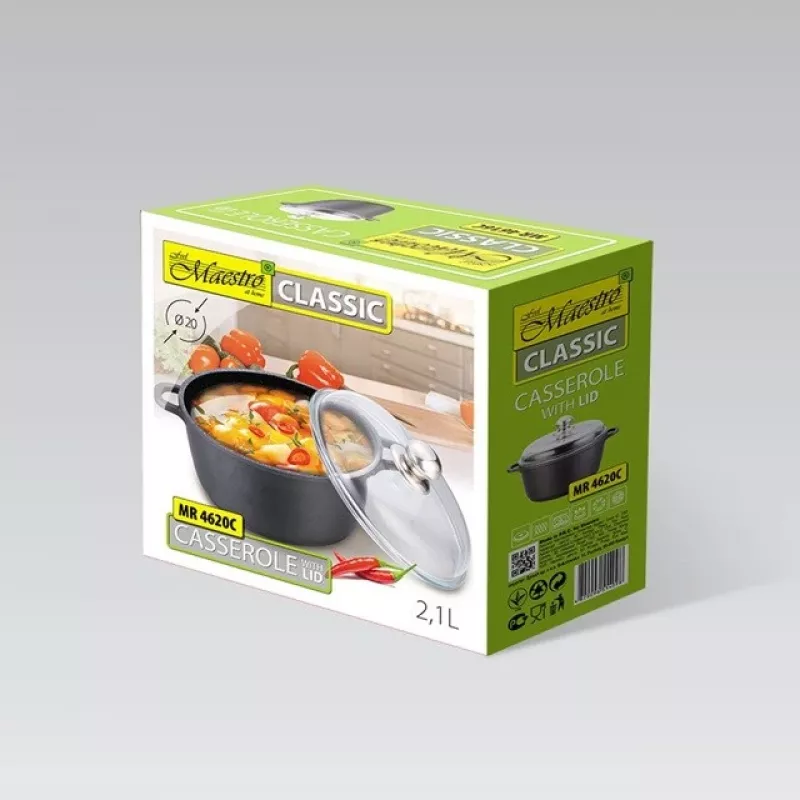 Maestro MR-4620C Pot with lid 20 cm 2,1 l Black