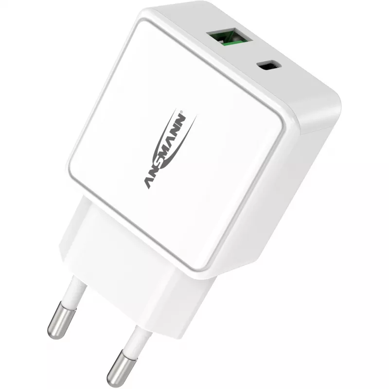 ANSMANN HC218PD - Power Supply - 18 Watt - 3000 mA - PD, QC 3.0 - 2 Output Ports (USB, USB-C) - White (1001-0111)