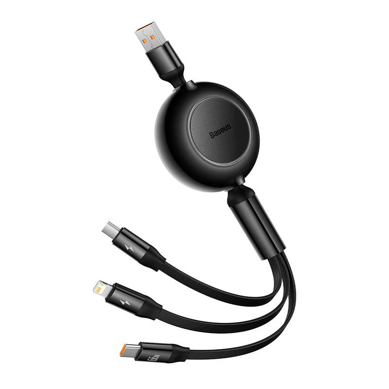 USB 3-in-1 cable Baseus Bright Mirror — micro USB, USB-C, Lightning, 66W, 1.1 m