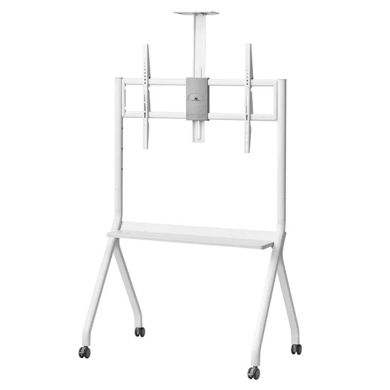 Floor TV stand MACLEAN MC-114 W for displays 55 inch–100 inch, white, VESA up to 900x600, max load 120 kg, height 115–152 cm, shelf