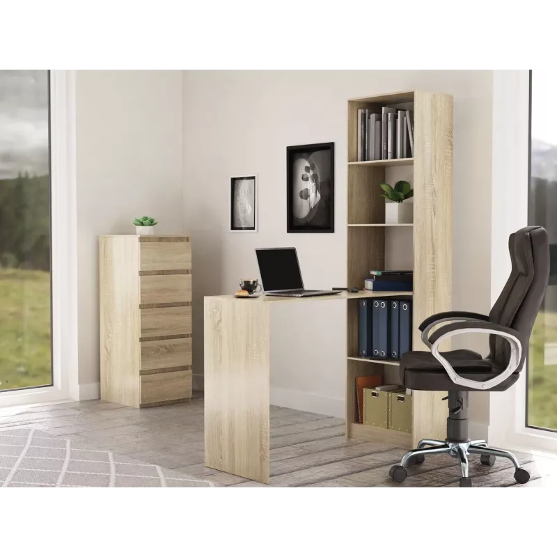Computer desk top e shop R50 SON Z with shelf, corner desk, oak-colour, particle board rectangular top