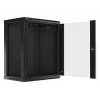Lanberg WF01-6415-10B Wall-Mounted Rack Cabinet 19 inch 15U 600x450mm Black with Glass Door