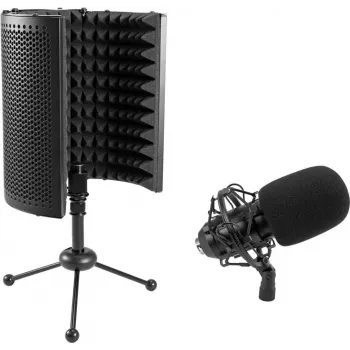Large Diaphragm Condenser Microphone Set Omnitronic CM-78MK2 with AS-04 Table Microphone Absorber System