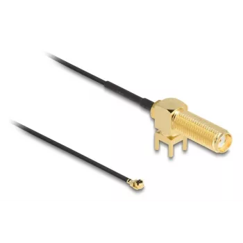 DeLOCK Antenna Cable SMA 90° PCB jack bulkhead coaxial cable 0.15 m I-PEX MHF1 Black Gold