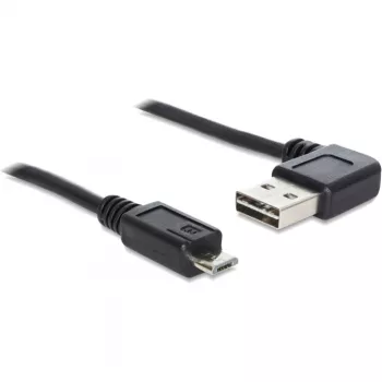 Delock Easy - USB Cable - USB (M) left/right Angled, umkehrbar to Micro-USB Type B (M) straight - USB2.0 - 50cm - Black (85163)