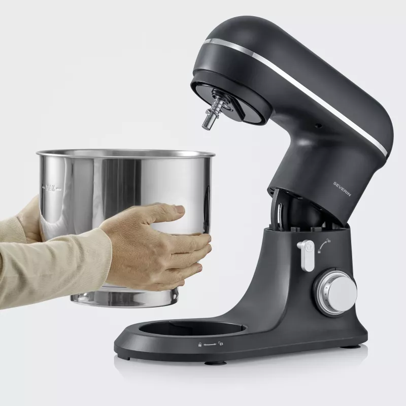 Food processor SEVERIN KM 3899 — 1200 W, 5.3 L stainless steel bowl, Black