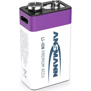 Ansmann ANS 1315-0005 - Li-ion rechargeable battery 9V block 340 mAh 9 V 1-pack - Rechargeable batte
