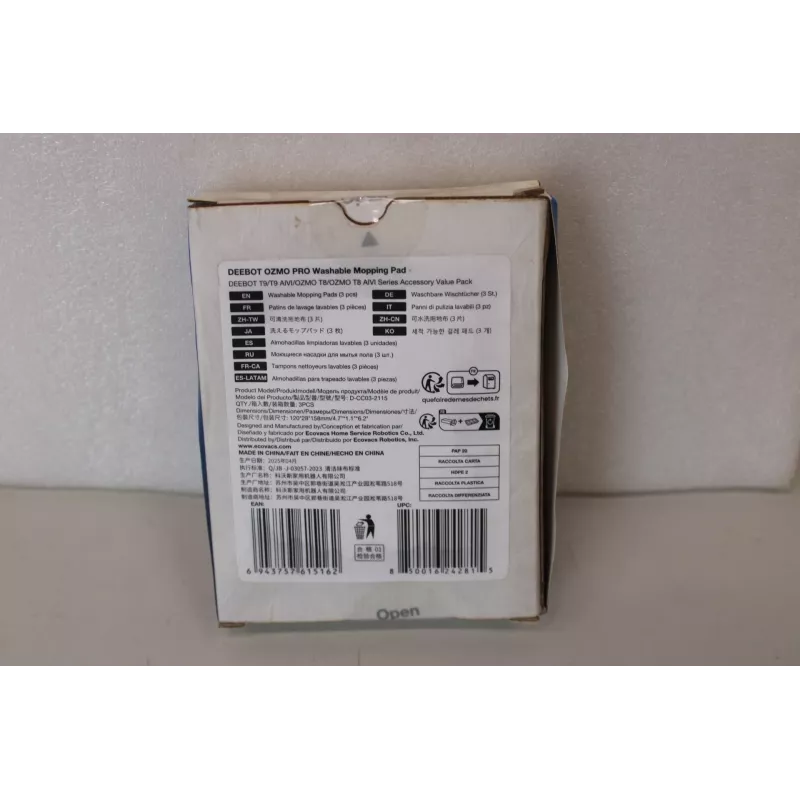 Ecovacs D-CC03-2115SO washable mopping pads, 3 pcs, damaged packaging