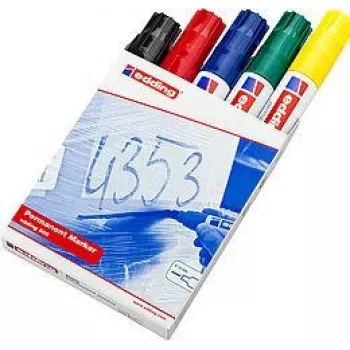 Edding 800 permanent marker Chisel tip Black Blue Green Red Yellow 5 pc