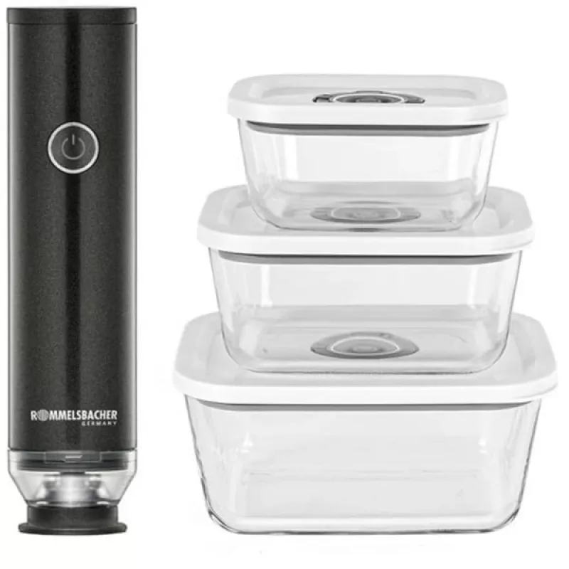 Hand-held vacuum sealer Rommelsbacher VAC 253/S, battery operated, anthracite, with 3 glass containers