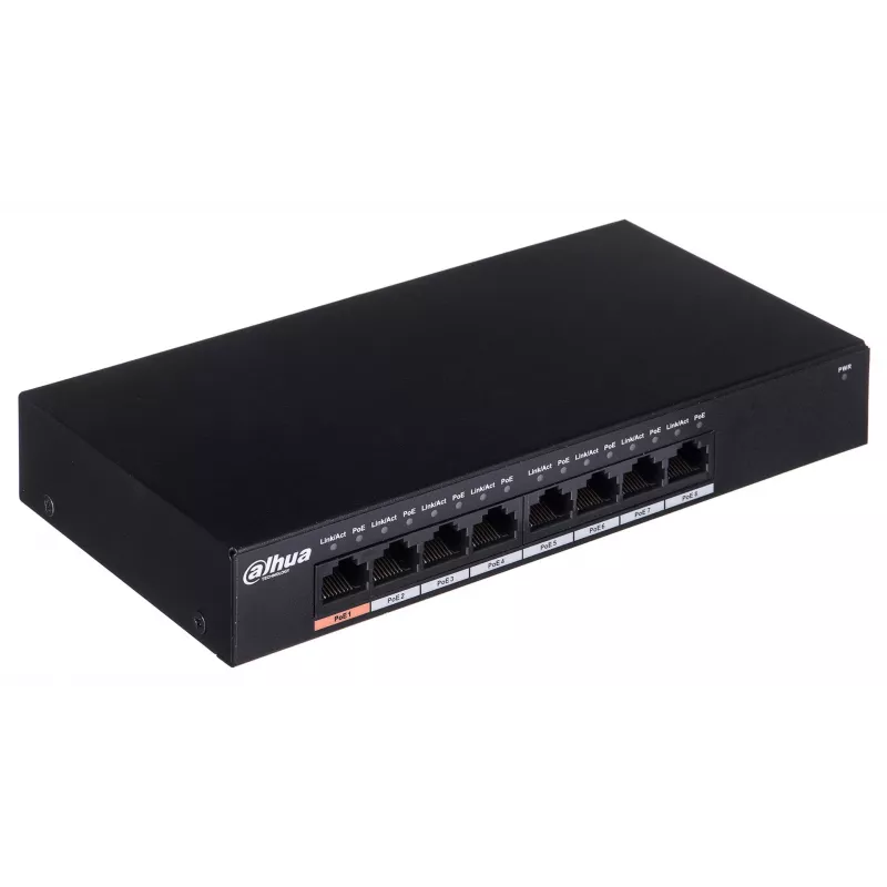 Dahua Technology PFS3008-8GT-96 network switch Unmanaged L2 Gigabit Ethernet (10/100/1000) Power over Ethernet (PoE) Black