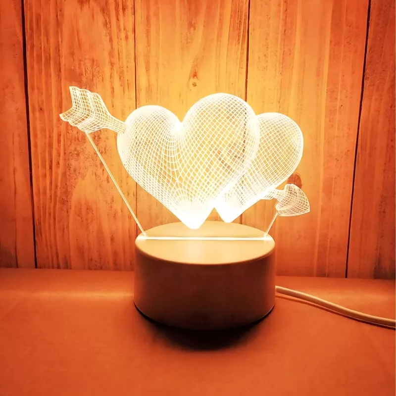Night Lamp Extralink HOME 3D Optical Illusion 'Pierced Hearts' USB bedside lamp