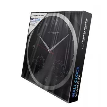 Wall clock ESPERANZA Washington EHC008K — analog, round, 30 cm diameter, black, plastic frame, glass cover