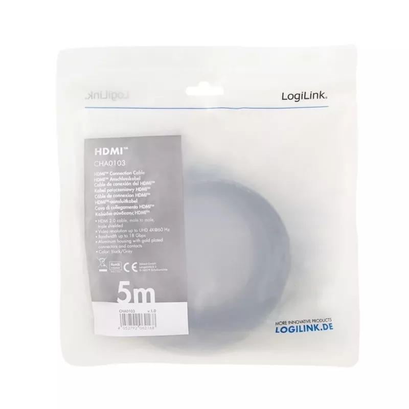 HDMI cable 4k/60hZ, ALU , black, 5m