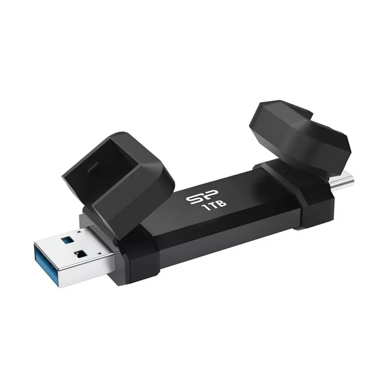 USB flash drive Silicon Power DS72 1 TB, USB 3.2 Gen 2 Type-A / Type-C, aluminium-rubber casing, black