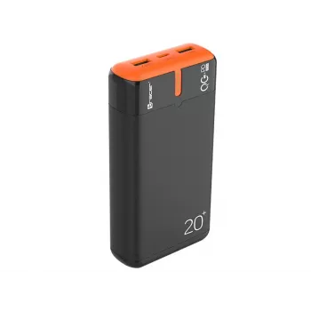 Portable charger TRACER EnerGen 20000 mAh, Power Delivery 20W, USB-C input, 2×USB-A outputs, 3-device support, orange