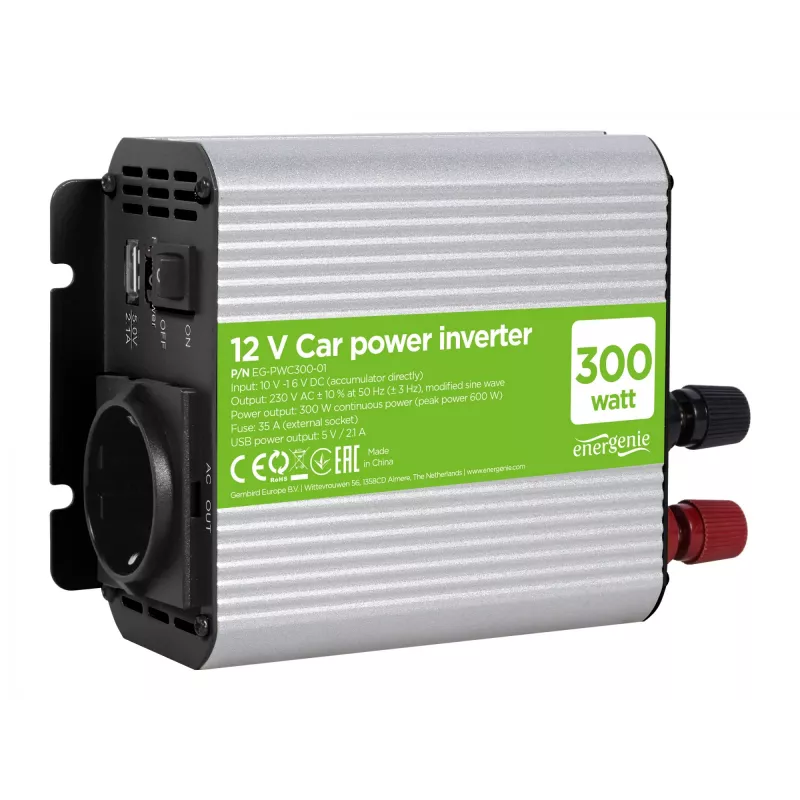 Gembird EG-PWC300-01 power adapter/inverter Auto 300 W Grey