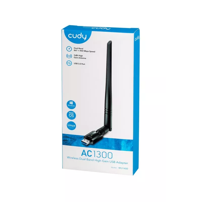 Network Card Cudy WU1400 WLAN 867 Mbit/s USB Dual-band Wi-Fi 5