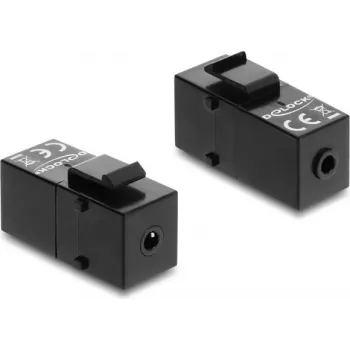 Keystone module DELOCK stereo jack female 3.5 mm 4‑pin to stereo jack female 3.5 mm 4‑pin, black