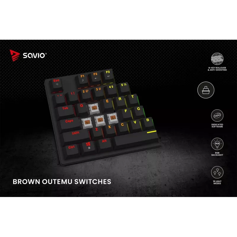 Savio Mechanical Keyboard RGB Tempest X2 Outemu Brown