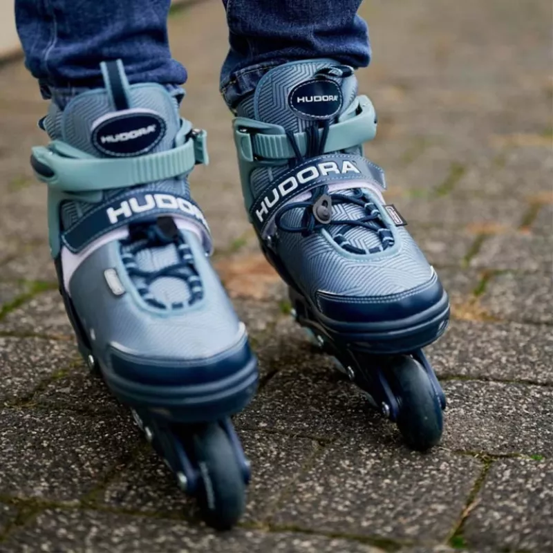 Inline skates HUDORA Leon 2.0, adjustable size 29–32, blue/grey
