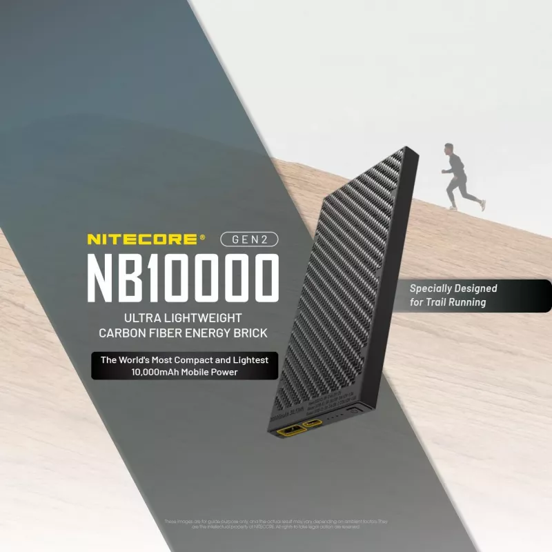 Portable Power Bank Nitecore NB10000 — 10000 mAh, USB‑A + USB‑C, 38W total output, grey