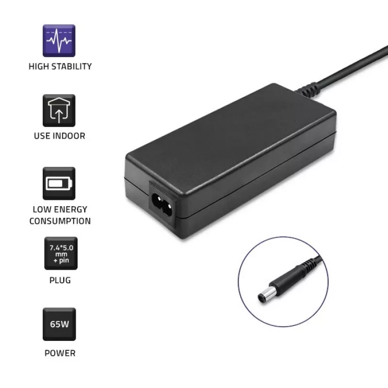Qoltec 51519 (7.4x5.0mm + pin) 65W 3.34A 19.5V AC Charger for Dell Notebooks