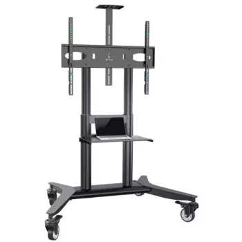 Mobile TV Stand ONKRON TS1871-B for 55–90 inch TVs, Black, Height-adjustable, Wheels