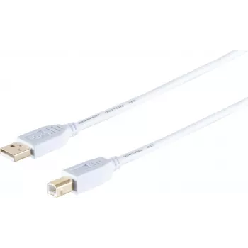 USB A–B Data Cable ShiverPeaks 77023-W, USB 2.0 High Speed, Gold‑plated Connectors