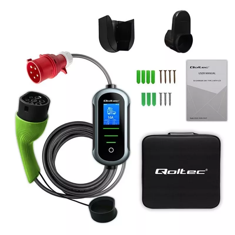Electric car charger QOLTEC 22 kW 400 V WiFi (TUYA) with 7 m cable