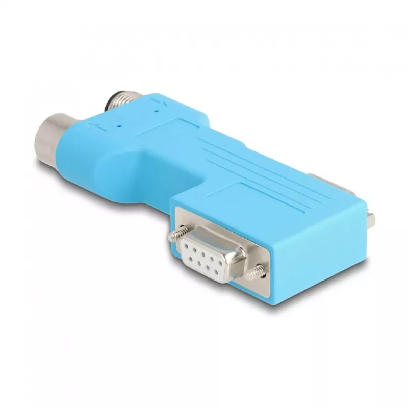 DELOCK D-Sub 9 male/female to M12 5-pin A-coded CAN bus splitter 90° blue