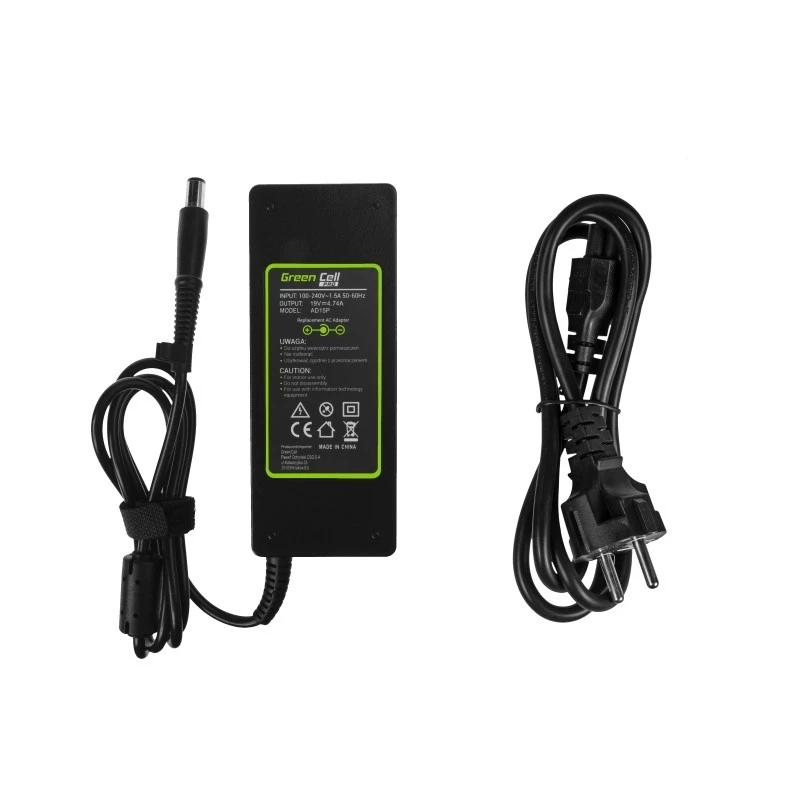 Power adapter Green Cell AD15P 90W for HP laptops, 19V 4.74A, AC-to-DC, indoor, 1.2m cable, black
