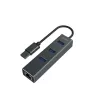 SAVIO USB-A hub with RJ-45 Gigabit Ethernet AK-57 — 3× USB-A + RJ-45, USB 3.2 Gen 1 Micro‑B host, 5 Gbit/s, 4 ports, grey