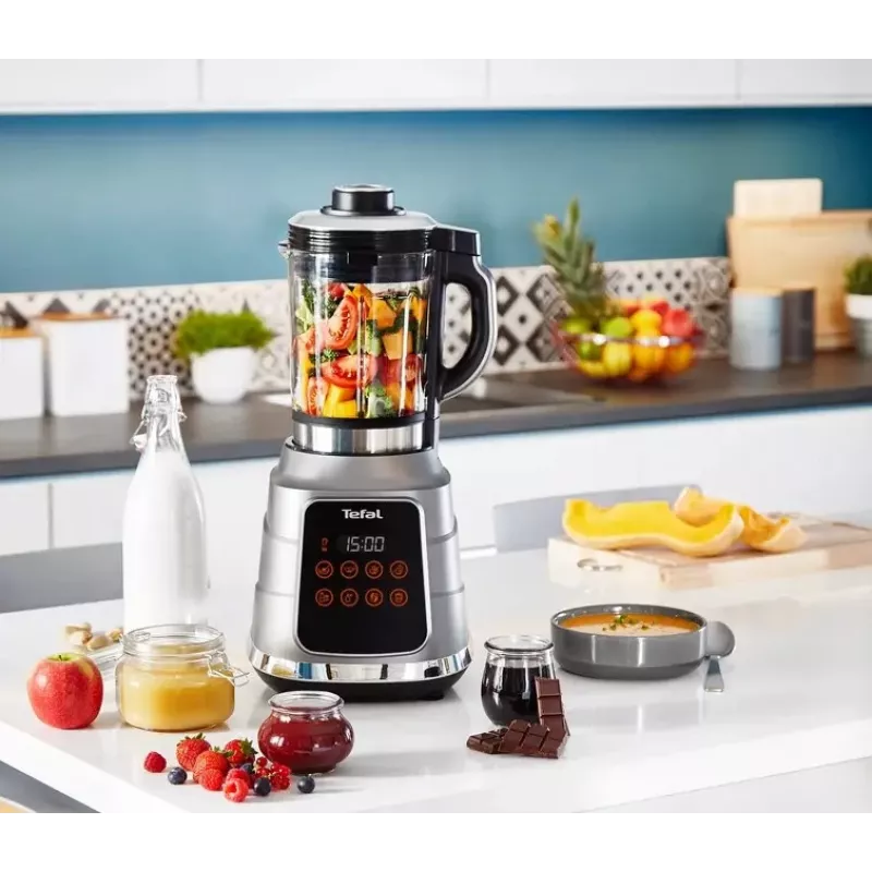Tabletop blender Tefal BL985A31 — 1300 W, 1.75 L glass jar + 2 L Tritan jar, Trip'Ax 6‑wing stainless steel blades, vacuum blending