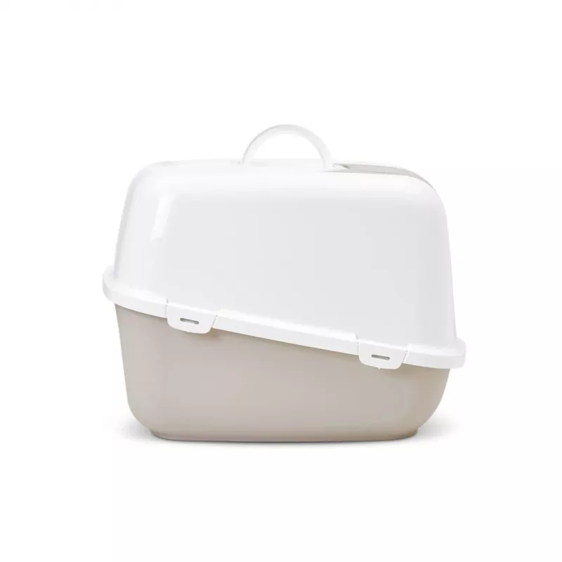 Covered cat litter box Savic Nestor Jumbo, plastic, 66.5×48.5×46.5 cm, Coffee/White