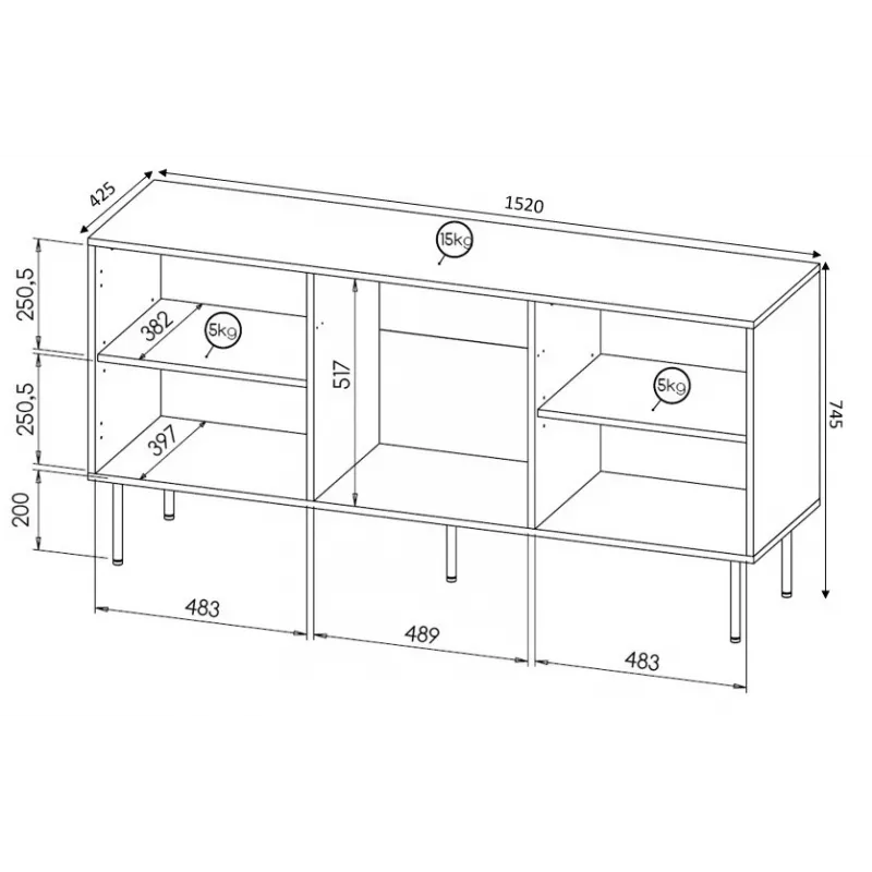 HOLE chest 152x42,5x74,5 cm white matt