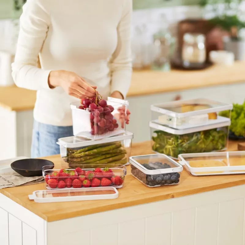 Food container rotho 1053201100 Rectangular 1.2 L transparent white, technopolymer, dishwasher-safe