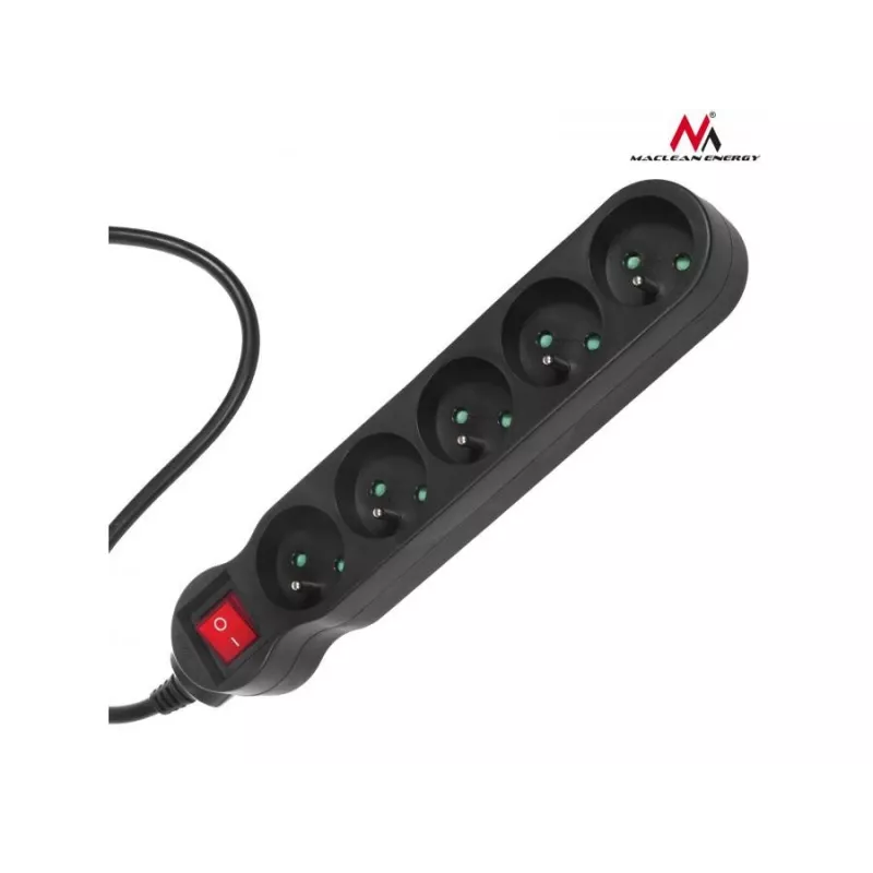 Power extension MACLEAN MCE183 — 1.4 m cable, 5 Type F AC outlets, Indoor, 2300 W