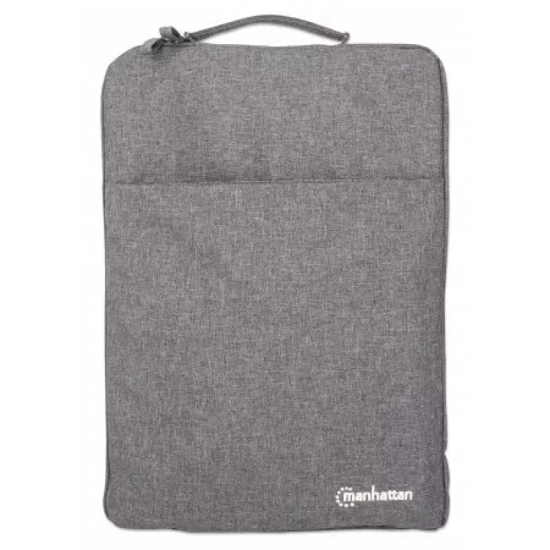 Manhattan Seattle Laptop Sleeve 15.6 inch, Grey, Padded, Extra Soft Internal Cushioning, Main Compartment with double zips, Zippered Front Pocket, Carry Loop, Water Resistant and Durable, Notebook Slipcase, Three Year Warranty